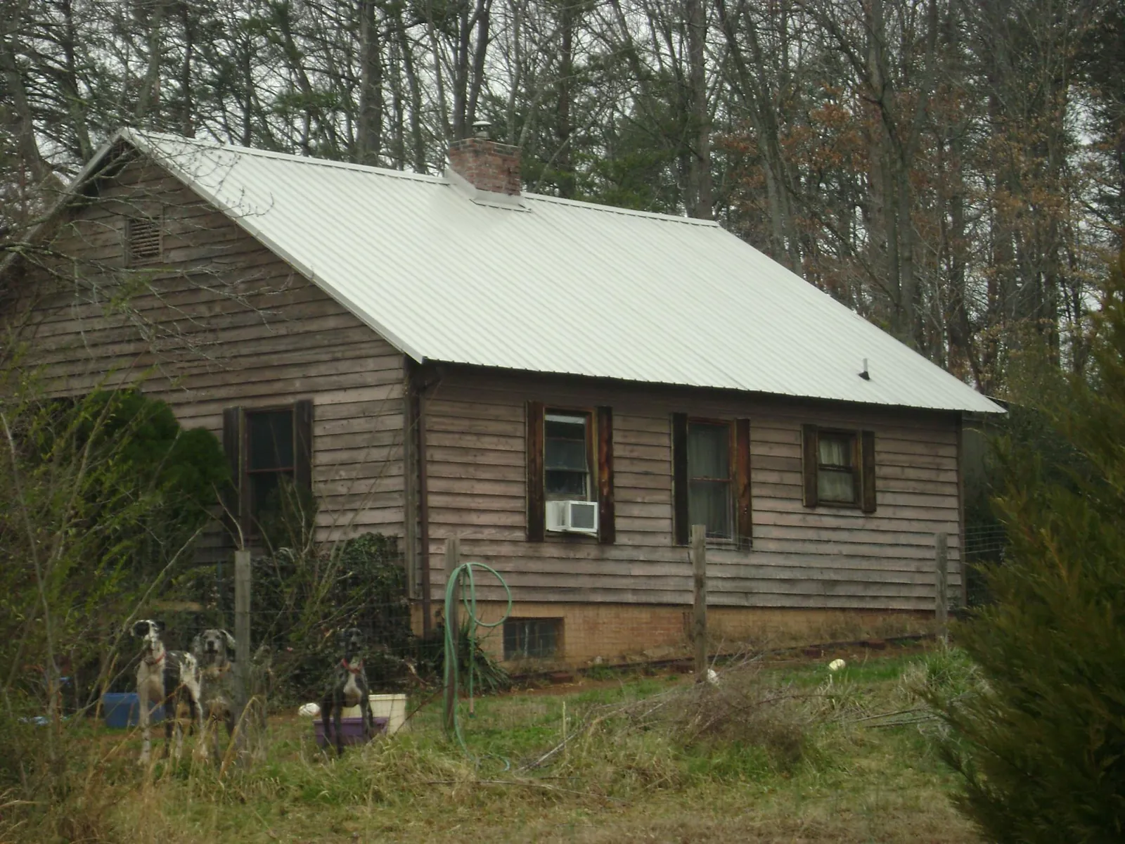 White metal roof on an old wood sided farmhouse, from a Asphalt Shingle Roof Repair job in Natchez